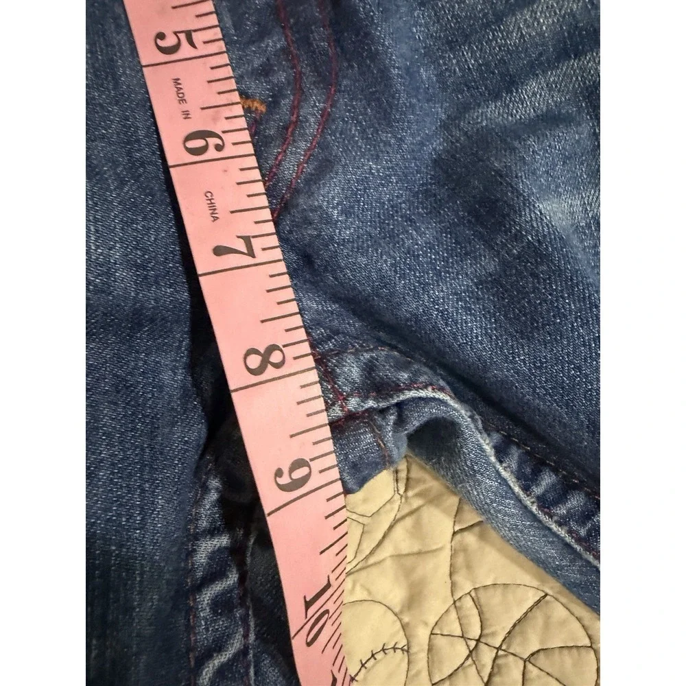 True Religion Mens Blue Jeans Tag Size 42 Distressed Pocket Flaps World Tour